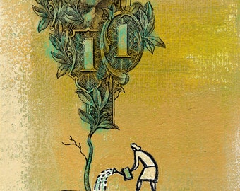 Financial Success, Office Decor, Financial Planning Canvas Stretched, Ready-to-Hang, Business Deal, Growing Your Money  - Leon Zernitsky Art