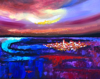 Wall Home Decor Stretched Canvas Print Contemporary Decorative Modern Wall Abstract Art Landscape  by Leon Zernitsky.