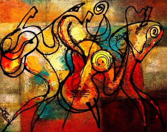 Best Gift Large Canvas Art Print  Decorative Jazz  Music Modern Abstract Print Home Wall Decor by Leon Zernitsky