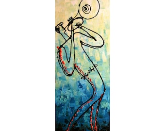 Custom made Canvas Art Abstract trumpet Stretched Ready to Hang Canvas Print Jazz Music Modern Art by Leon Zernitsky
