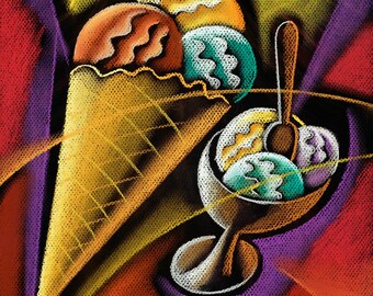 Large Home Wall Decorative Stretched Canvas Print Contemporary Modern Art  Dessert and Ice-cream by Leon Zernitsky best Gift