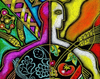 Canvas Art Abstract Stretched Ready to Hang Canvas Print Healthy Organic Food Modern Art by Leon Zernitsky