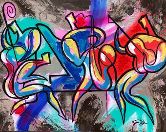 ORIGINAL ART, Abstract Painting , Abstract, Wall Art , Modern Painting, Gift for Jazz Music lover, Painting, stretched on a wooden frame