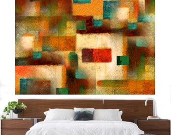 Large Abstract Wall Decorative Stretched Canvas Print Contemporary Modern Room decor Art  by Leon Zernitsky.