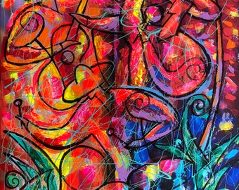 ORIGINAL ART, Abstract Painting , Abstract, Wall Art , Modern Painting, Gift for Jazz Music lover, Painting, stretched on a wooden frame