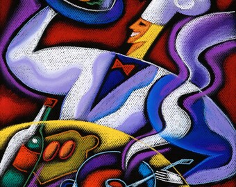 Large Home Wall Decorative Stretched Canvas Print Contemporary Modern Art Chef Cooking Food by Leon Zernitsky best Gift