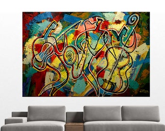 Stretched Canvas Art Contemporary Decorative Jazz Klezmer Music Modern Abstract Print Home Decor by Leon Zernitsky