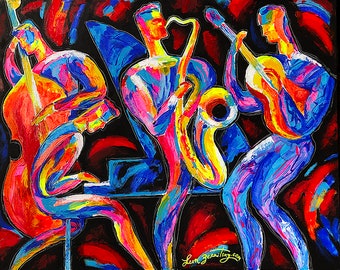 Stretched Canvas Art Contemporary Decorative Jazz Klezmer Music Modern Abstract Print Home Decor by Leon Zernitsky