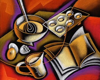 Large Home Wall Decorative Stretched Canvas Print Contemporary Modern Art Cooking and Food Preparation by Leon Zernitsky best Gift