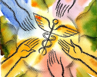 Health-care Connection, Doctor, Medical office Decor, Canvas Stretched & Ready-to-Hang Print,  Leon Zernitsky Art