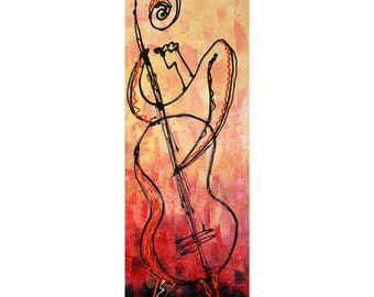 Custom made Canvas Art Abstract bas Stretched Ready to Hang Canvas Print Jazz Music Modern Art by Leon Zernitsky
