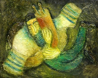 Original  Rebbe Jewish Chabad Lubavich Canvas Art Abstract Judaica Torah Modern Art Ready to Hang by Leon Zernitsky