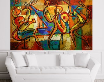 Wall Decor Best Gift Large Canvas Art Print  Decorative Jazz Klezmer Music Modern Abstract Print Home by Leon Zernitsky